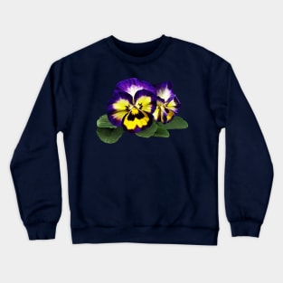 Yellow Purple and White Pansies Crewneck Sweatshirt